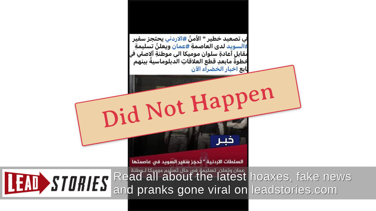 Fact Check Jordan Did NOT Detain Swedish Ambassador In Amman Lead
